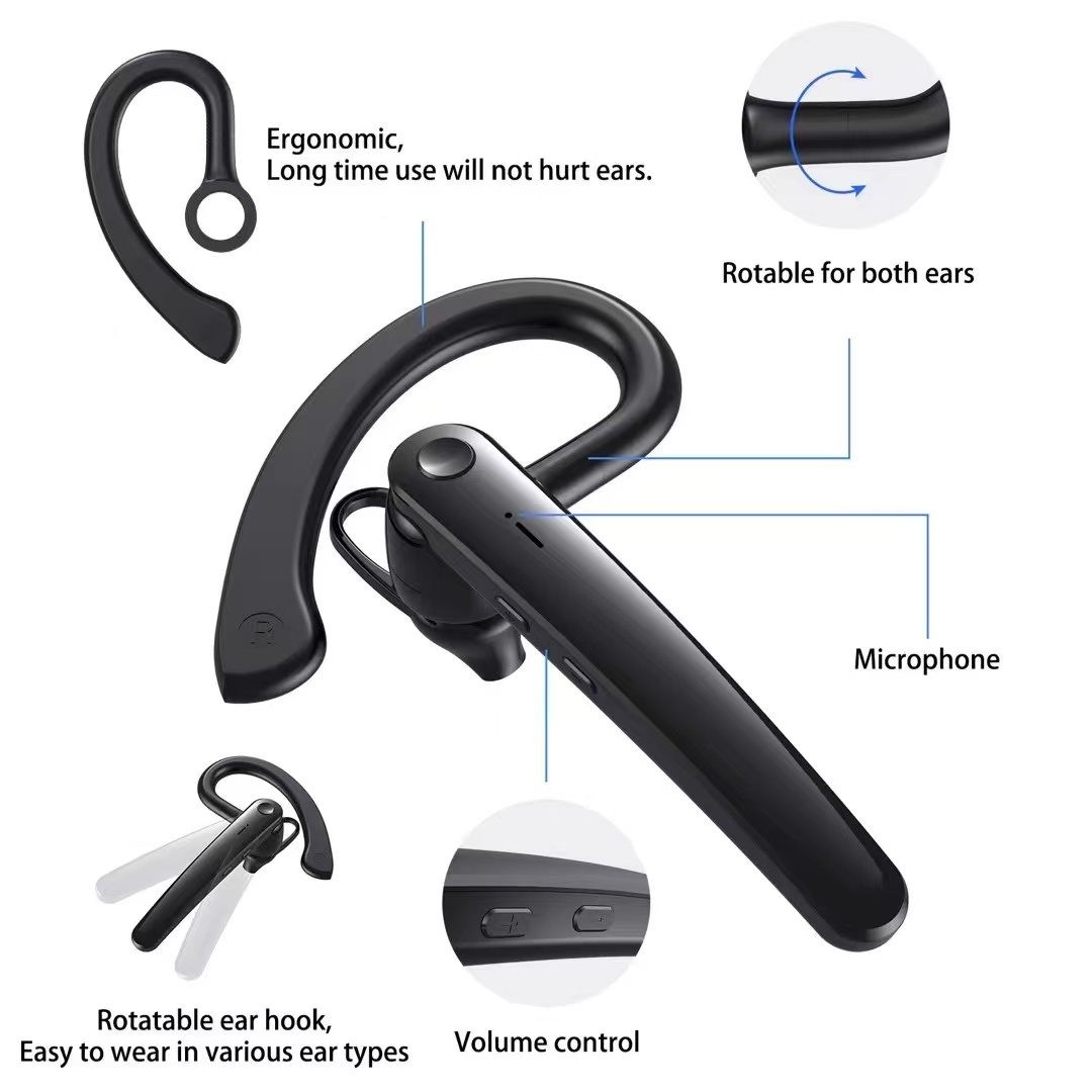 Wireless Earhook Earphone with Dual Microphones