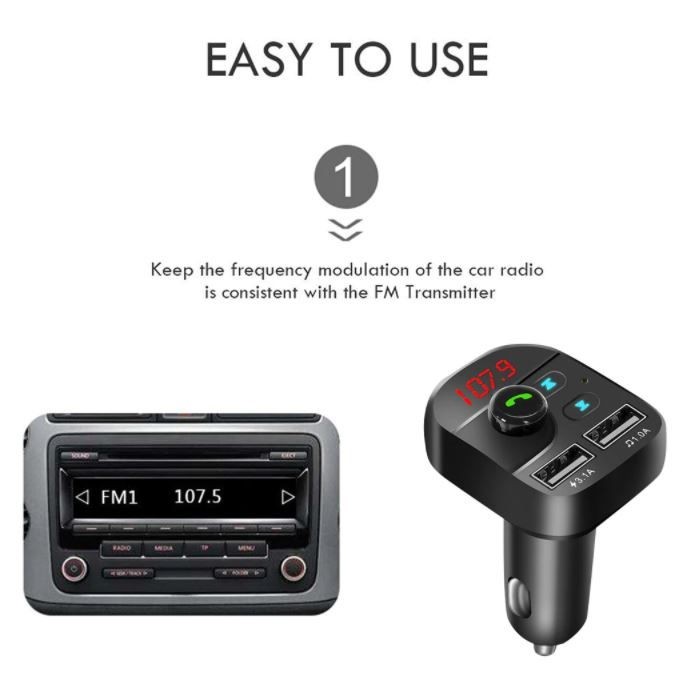 Wireless Bluetooth Handsfree Car Kit FM Transmitter with Dual USB Charger