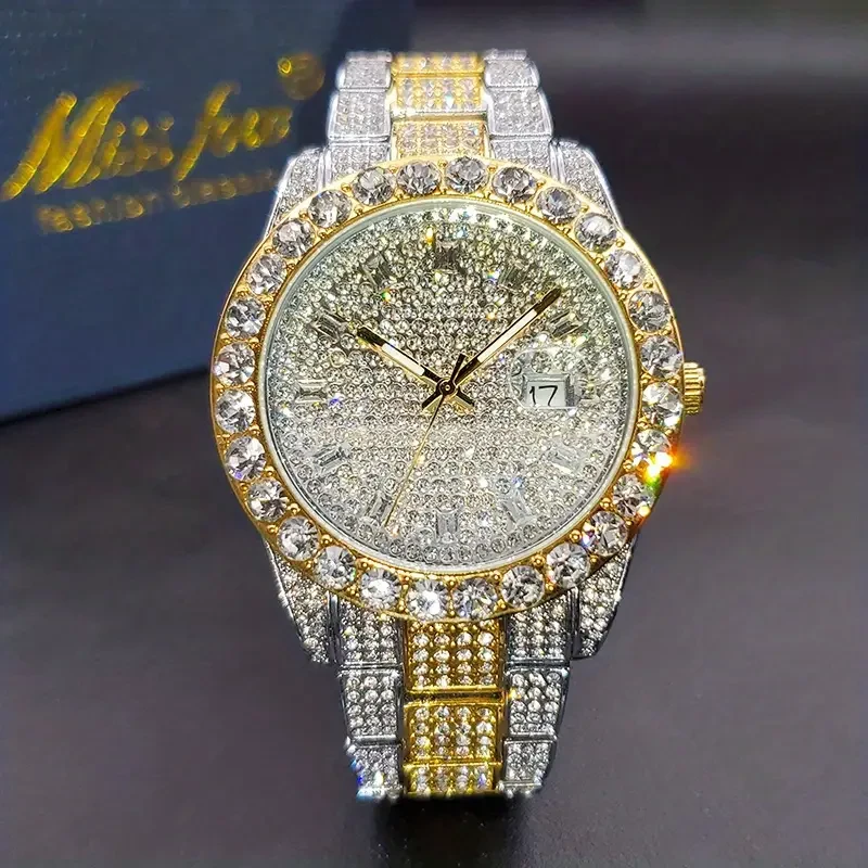 Men's Faux Diamond Quartz Watch