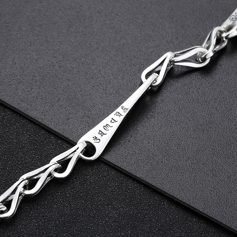 925 Sterling Silver Ornament Trendy Unique Six Words Mantra Bracelet