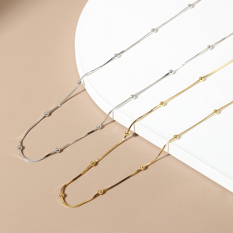 925 Sterling Silver Necklace For Women Ball Chain Necklaces Snake Bones Chain Qingdao Ornament