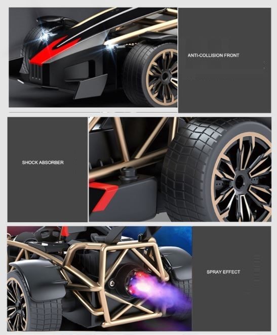 RC Car, RC Die-Cast Spray Racing Car with smoking and light effect.