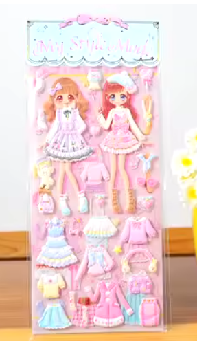 1pcs Stickers Lovely cartoon Girls 3D kawaii sticker book Laptop dress up stickers kids toys pegatinas for children girl gifts