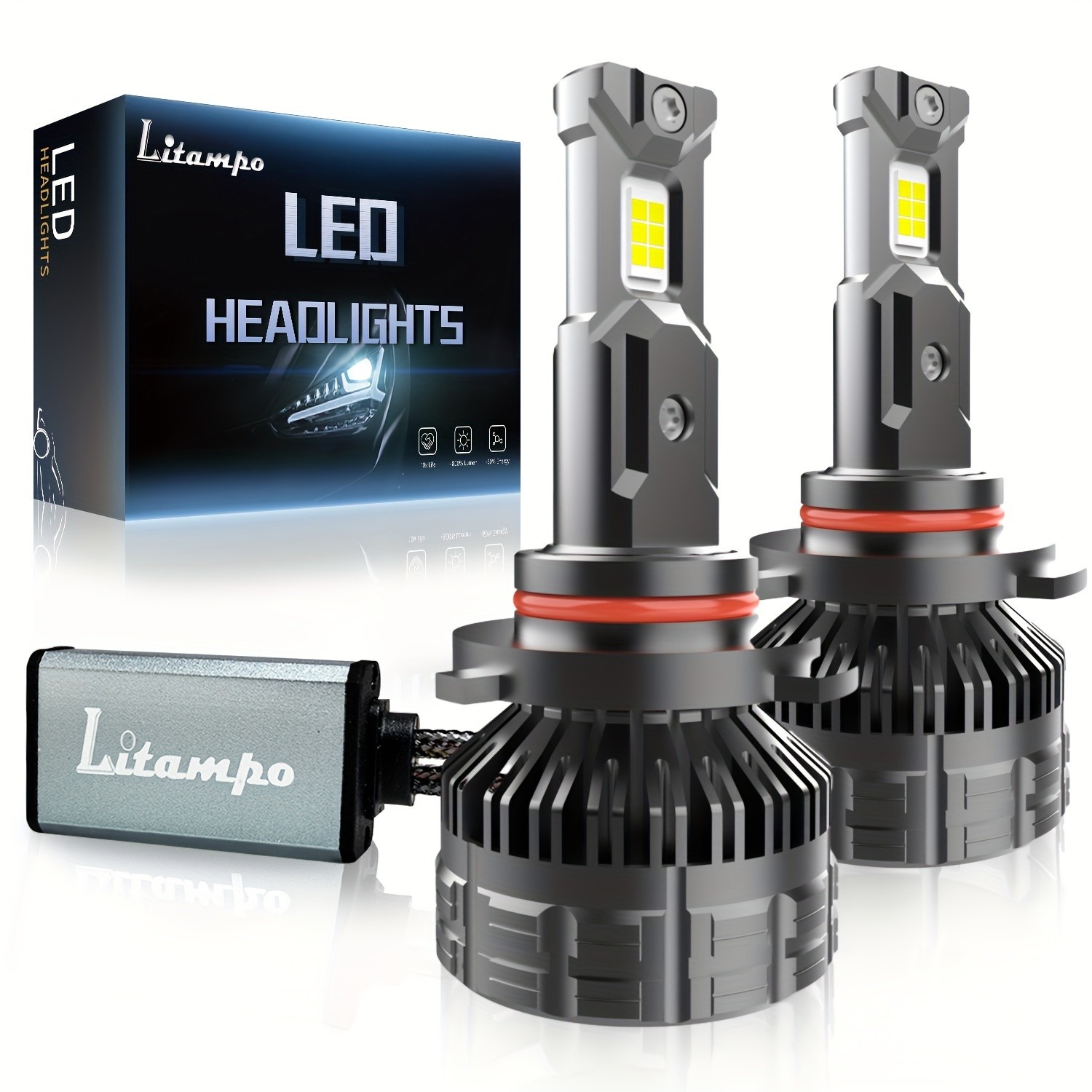 LITAMPO LED Headlight Bulb H4 H7 H11 9005 9006 120W 50000LM 6500K Car Replacement Upgraded Auto Light Bulb Can-Bus Error Free, High Low Beam, 800% Brighter