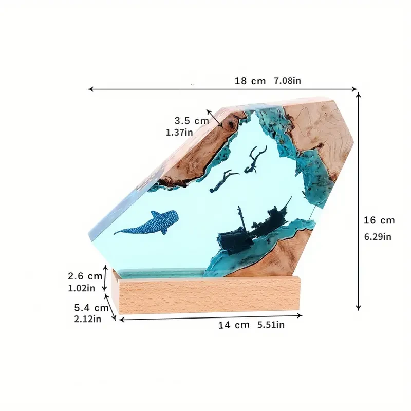 Corsair Resin Lamp - Solid Wood & Variable Light Night Light