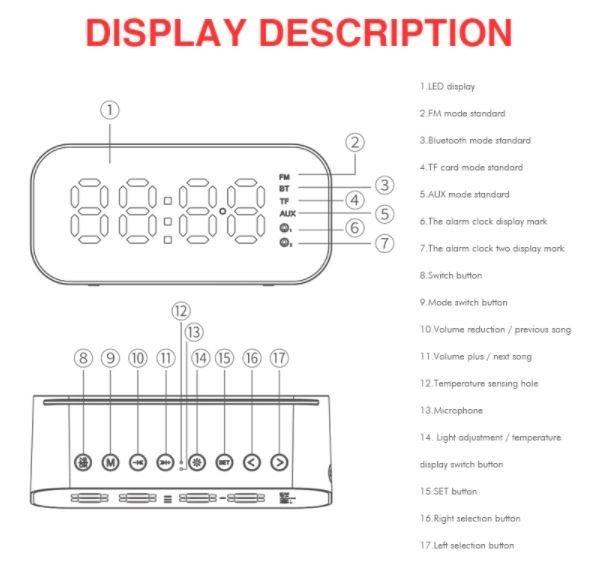 Wireless Bluetooth Speaker with Alarm Clock, Time Display, FM. Havit Brand
