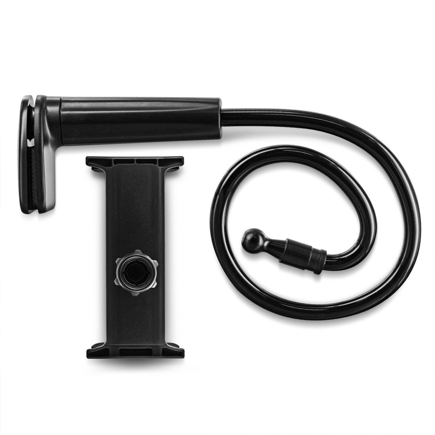 Tablet or Phone Holder, Solid Grip 360 Rotating Flexible Hands-Free. Black