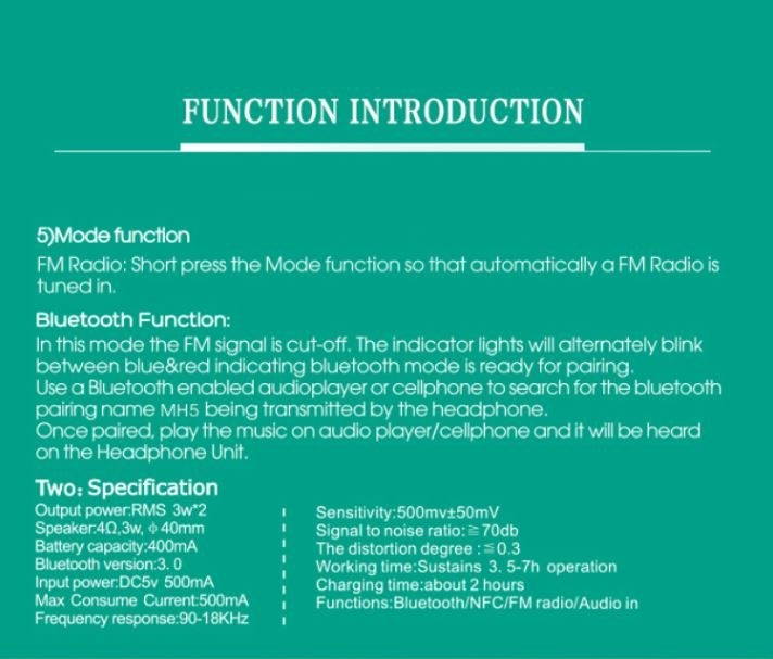 SODO MH3 Wireless Bluetooth Headphone with Speaker