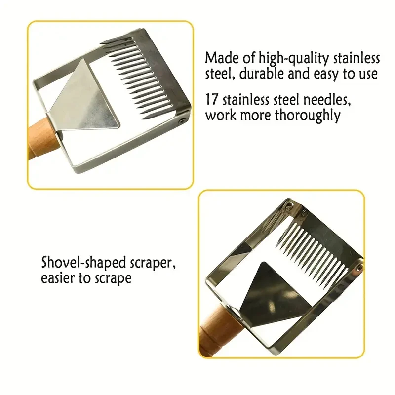 Stainless Steel Honey Uncapping Fork with Wooden Handle