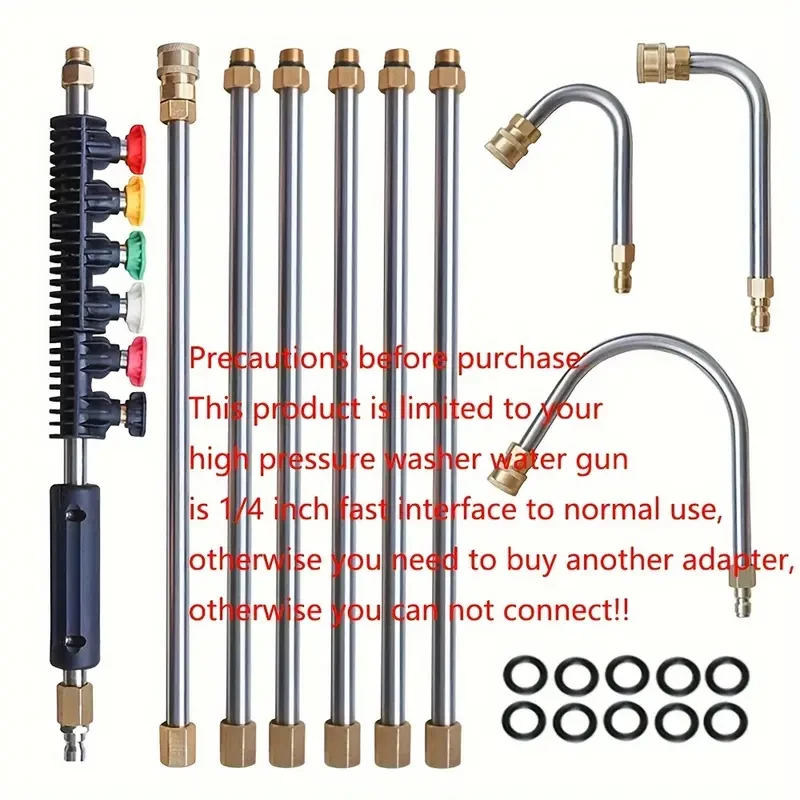 10-Piece High Pressure Washer Wand Set - Durable Quick Connect with 6 Adjustable Nozzles (30, 90, 120) for Gutter & Roof Drainage Cleaning, 4000 PSI Power for Efficient Exterior Walls Wash