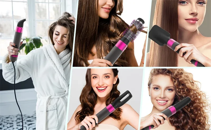 Professional 5 In 1 Hair Dryer Brush Dryer And Straightening Brush Electric Hair Styling Tool Automatic Hair Curler Beauty Supplies Gadgets