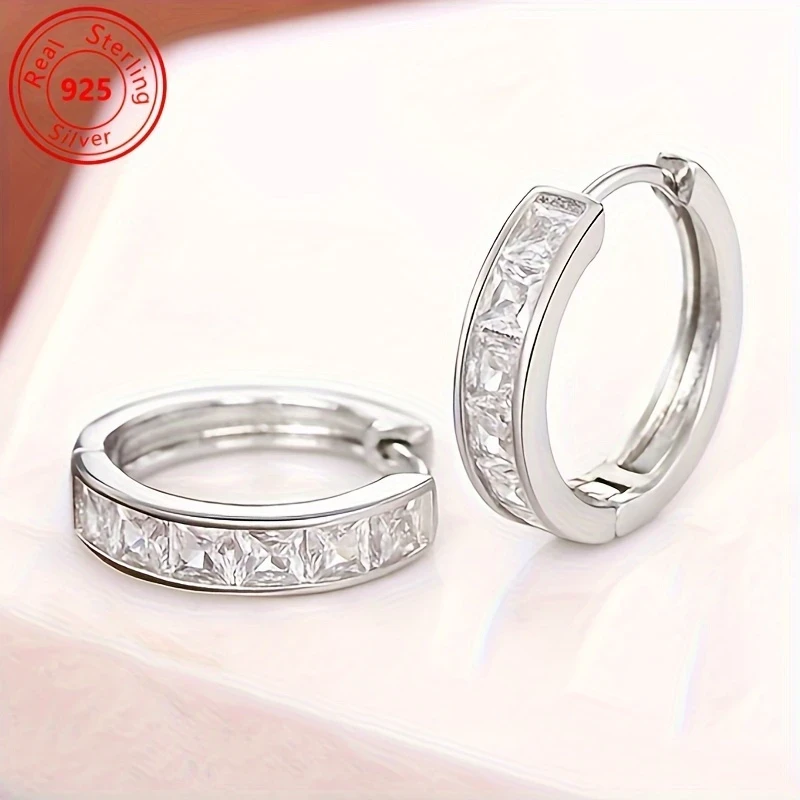 Pairs of S925 Silver Earrings Fashionable and Simple Zirconia Earrings for Daily Wear