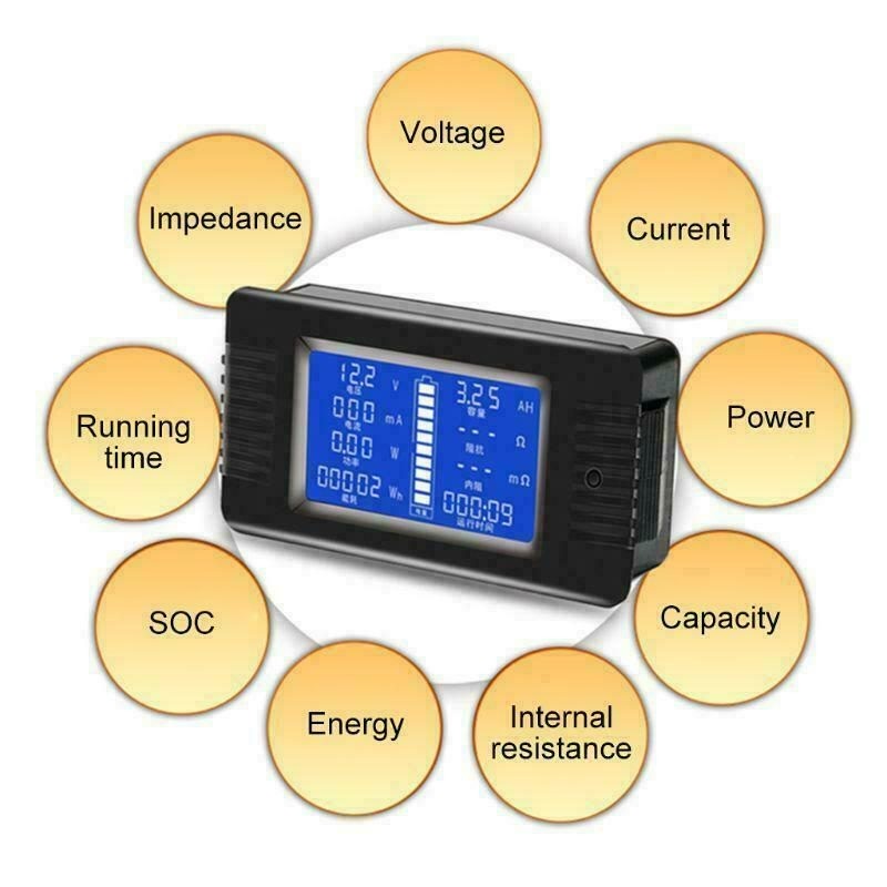Battery Monitor Meter Multifunction Current Power Monitor