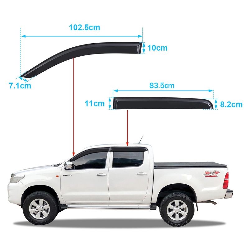 Toyota Hilux Window Visors Deflectors Rain Guards