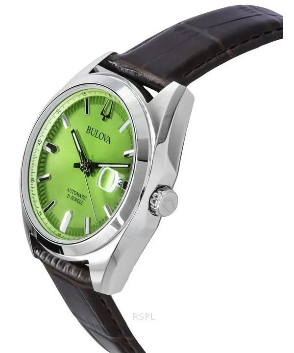 Bulova Surveyor Leather Strap Green Dial Automat
