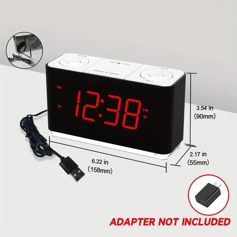 USB plug Alarm Clock Radio with wireless connection Dual Alarm
