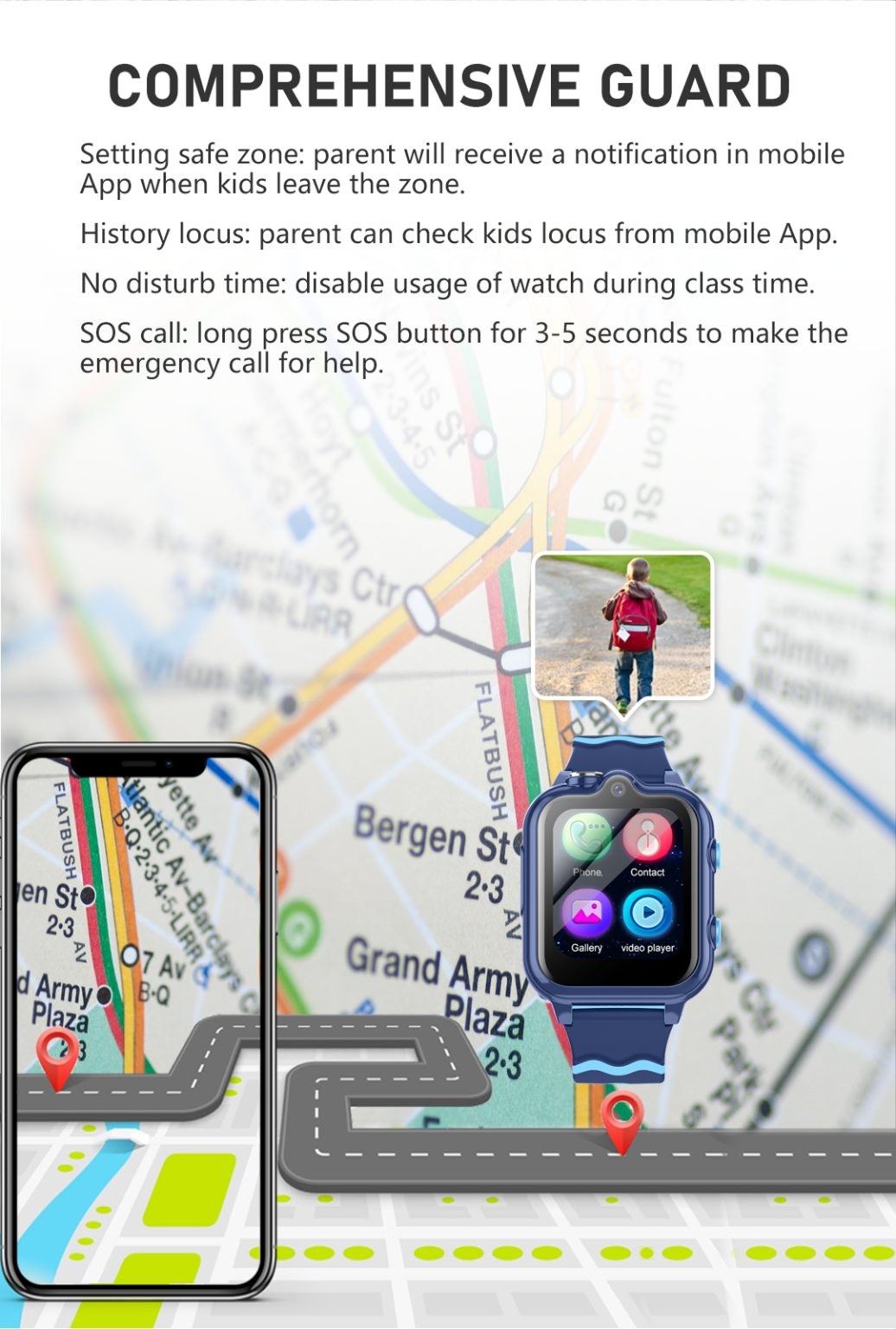 Kids Smart Watch, D35 Model, 4G Video call, IPX7 Water Proof, Black