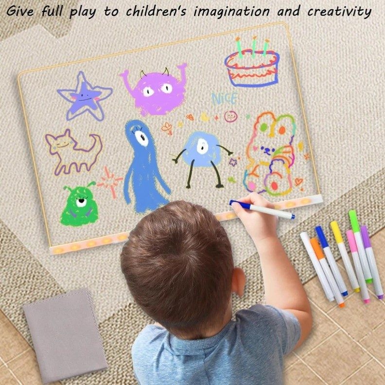 LED Note Board with Colors, Acrylic Dry Erase Board with 7 Colorful Pens