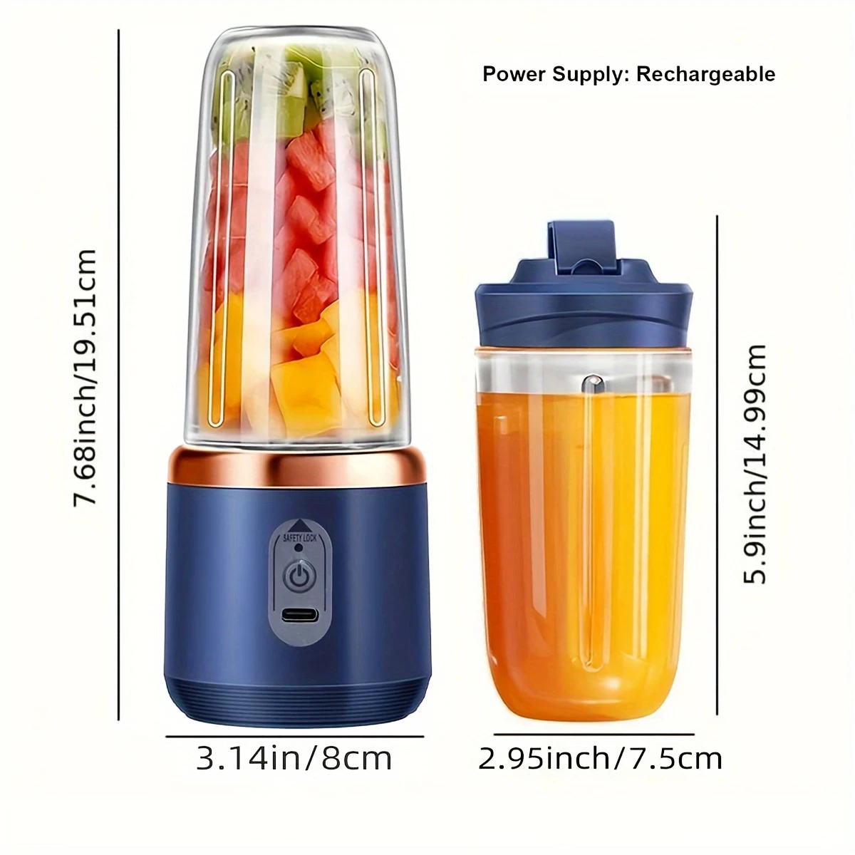 400ml Portable Electric Juicer Blender Cup Wireless Rechargeable Mini Juice Mixer for Fresh Smoothies Anytime, Anywhere