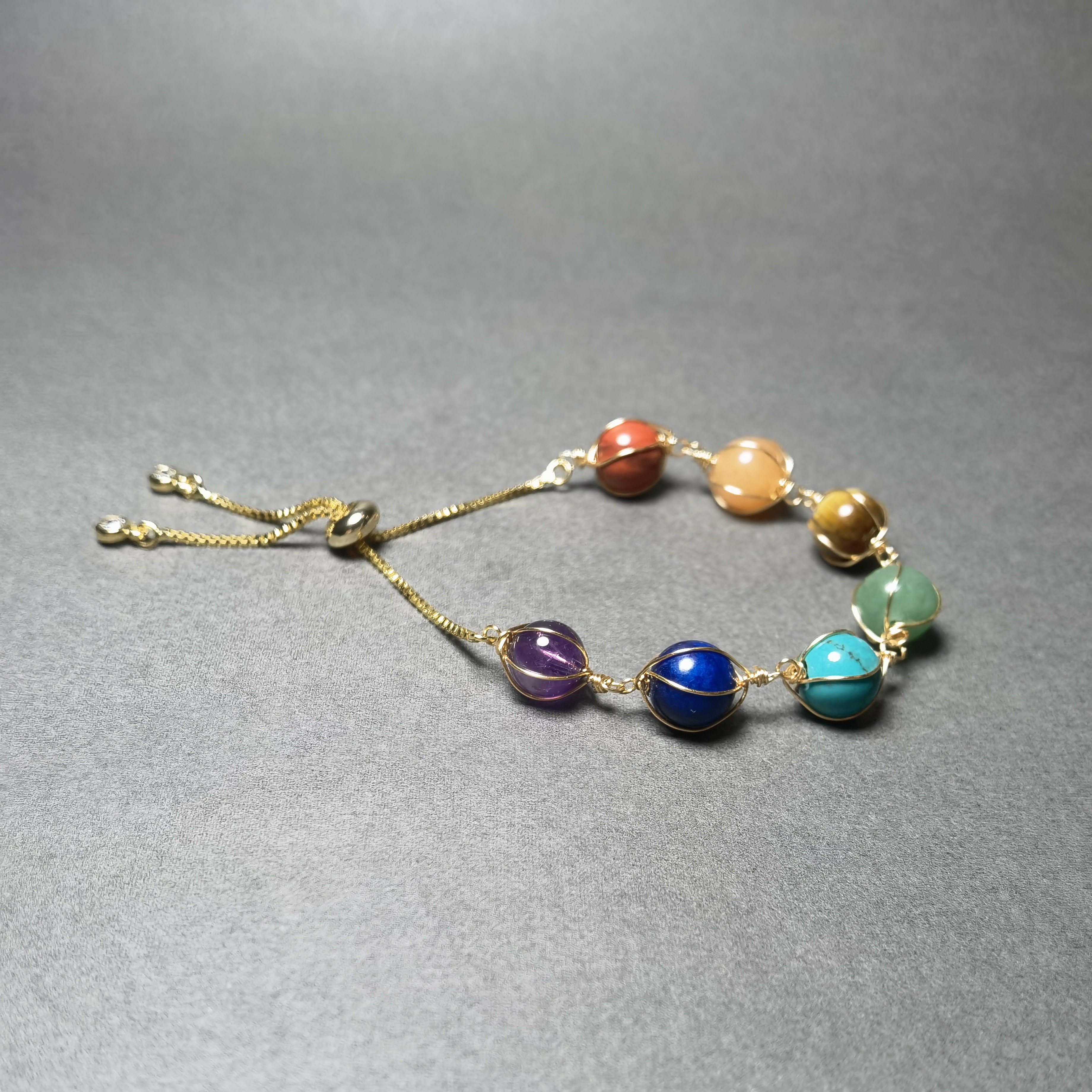 Seven-Color Vein Crystal Yoga Bracelet Ins Style