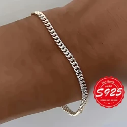 5pcs Elegant 925 Sterling Silver Cuban Chain Bracelets  Handmade Womens Fashion Jewelry | Durable Chic Bracelets | Perfect Mothers Day & Everyday Gift NZ