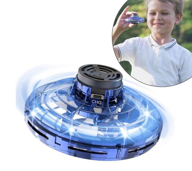 Flying Spinner, UFO Fingertip, Rechargeable Flying Gyroscope USB Toy, Black