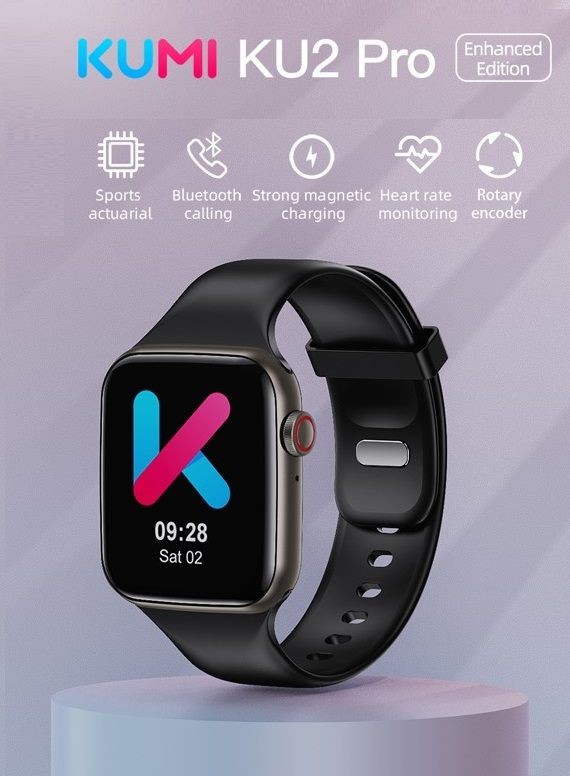 Smart Watch, KUMI KU2 PRO, Black, 1 Year Warranty