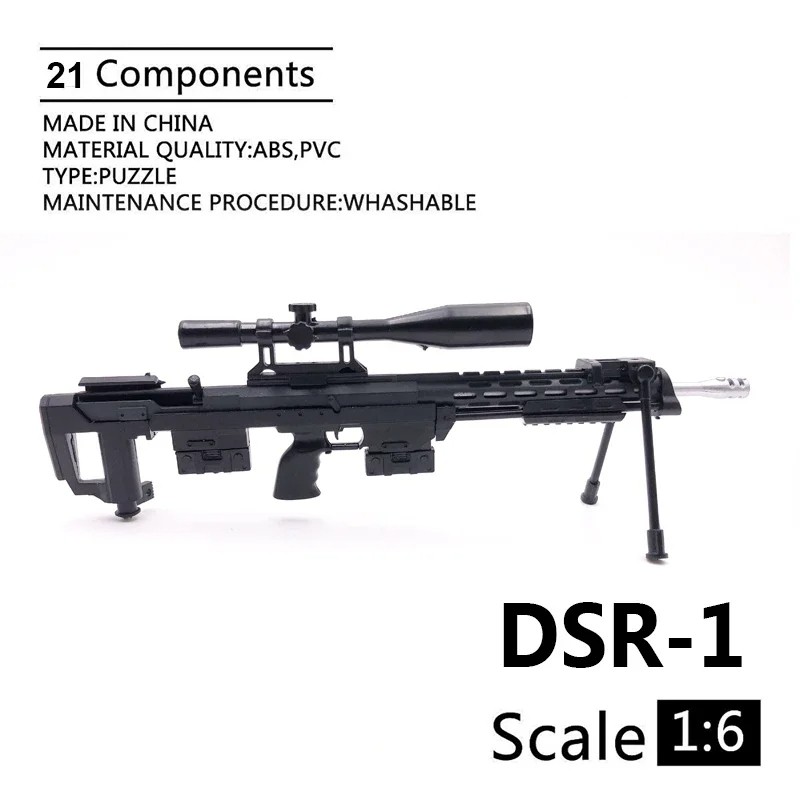 1/6 DSR-1 Sniper Rifle Gun Model Black Coated Plastic Military Model Accessories