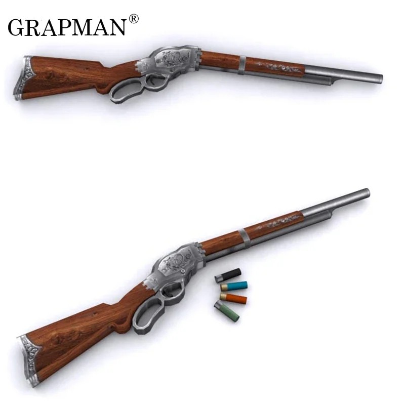 Winchester M1887 Paper Model Weapons  3D Hand Drawings Military Firearms
