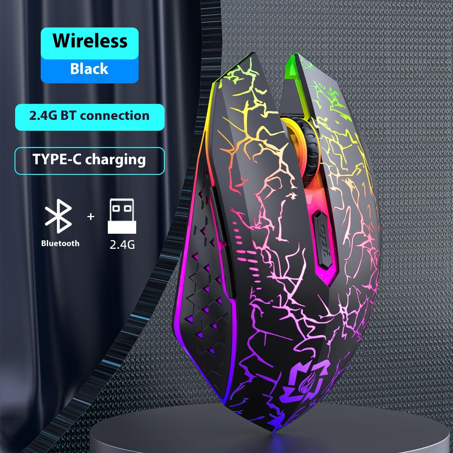 Bluetooth Dual-mode 24G Radio Gaming Mouse Rechargeable Luminous Mute Breathing Light