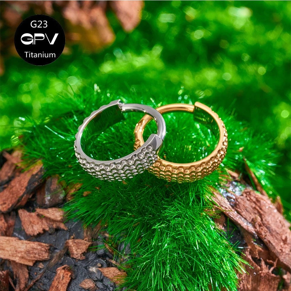 Titanium Ring Earrings Crater Surface Vacuum Gold Plated Personalized Fashion Earrings for Men & Women