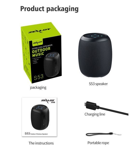 Bluetooth speaker, Zealot S53, 24 hours playing time, 20w super loud sound.