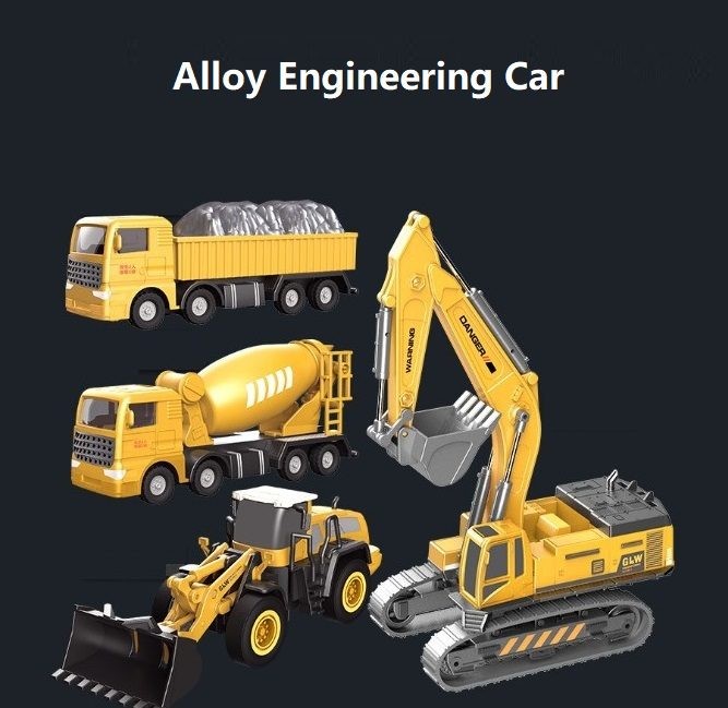 Alloy Engineering Cars, Digger, Truck, Total 4.