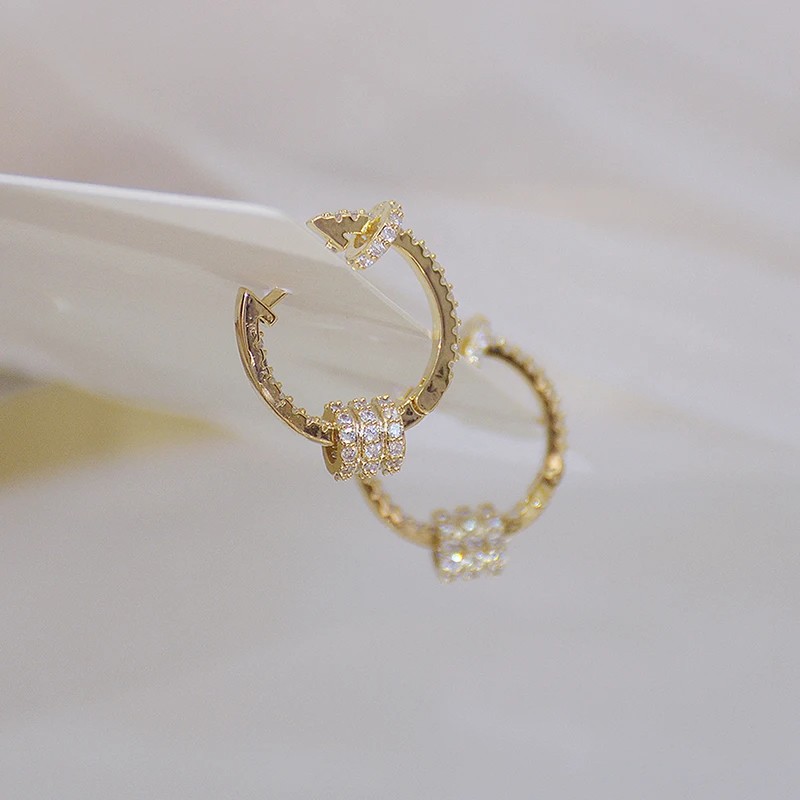 14k Plated Gold Luxury Super Shine CZ Buckle Earring