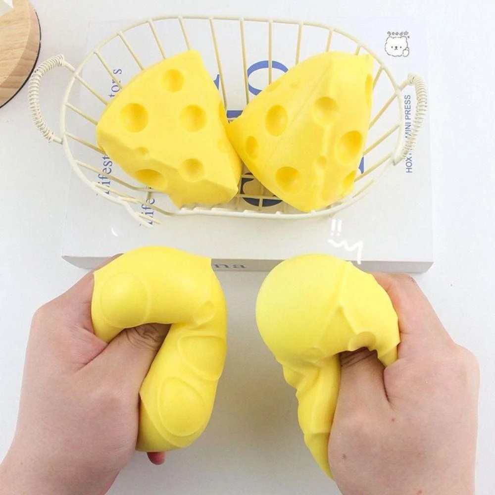 Squeeze Toy Simulation Cheese  Sticky Soft Decompressing Pinching Cheese