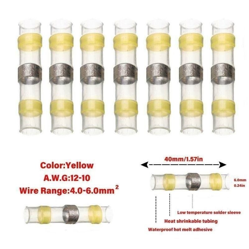 300pcs Solder Seal Sleeve Heat Shrink Butt Wire Connectors Terminals