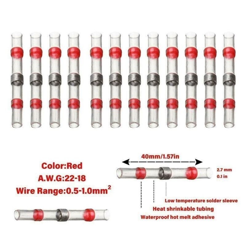 300pcs Solder Seal Sleeve Heat Shrink Butt Wire Connectors Terminals