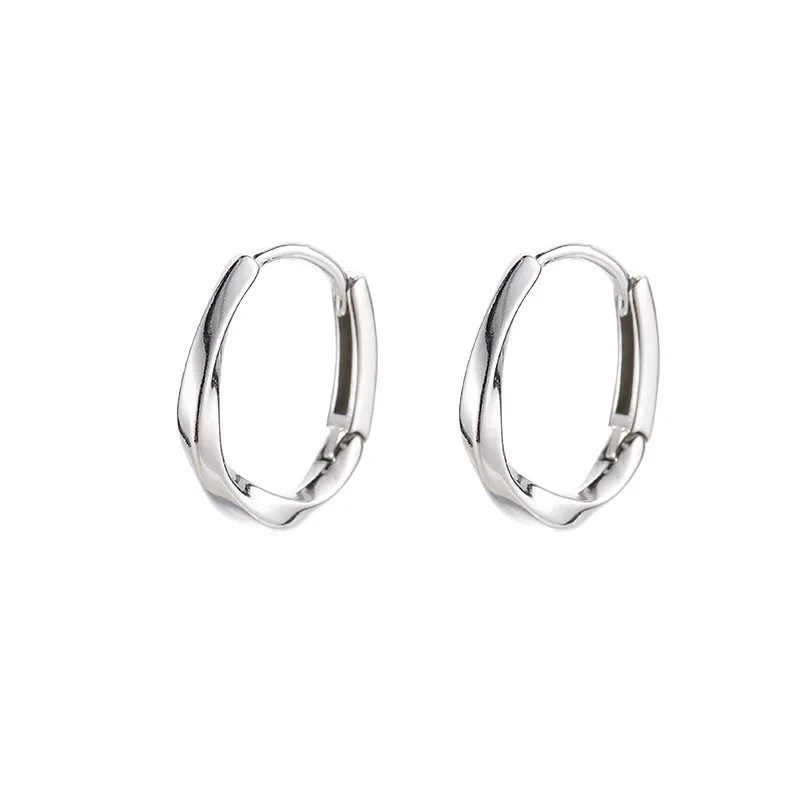 Sterling Silver Round Earrings Simple Inlaid Design for Women, Wedding Jewelry Accessories