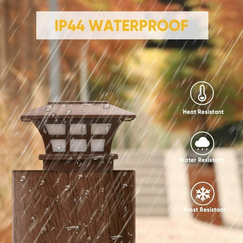 Fence Post Cap Solar Lights Outdoor Lamp Warm White