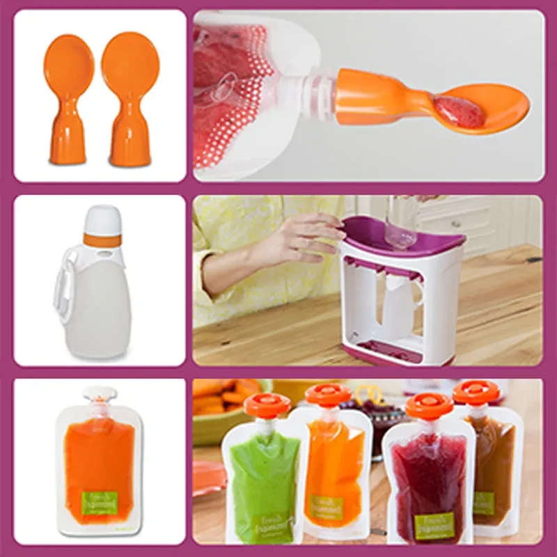 Portable vegetable and fruit feeding spoon