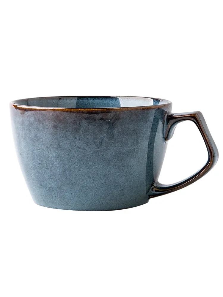 Retro Blue Ceramic Bowl Cup Large Cup