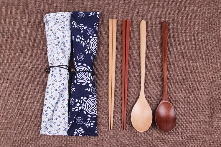Japanese style wooden chopsticks and spoon combination