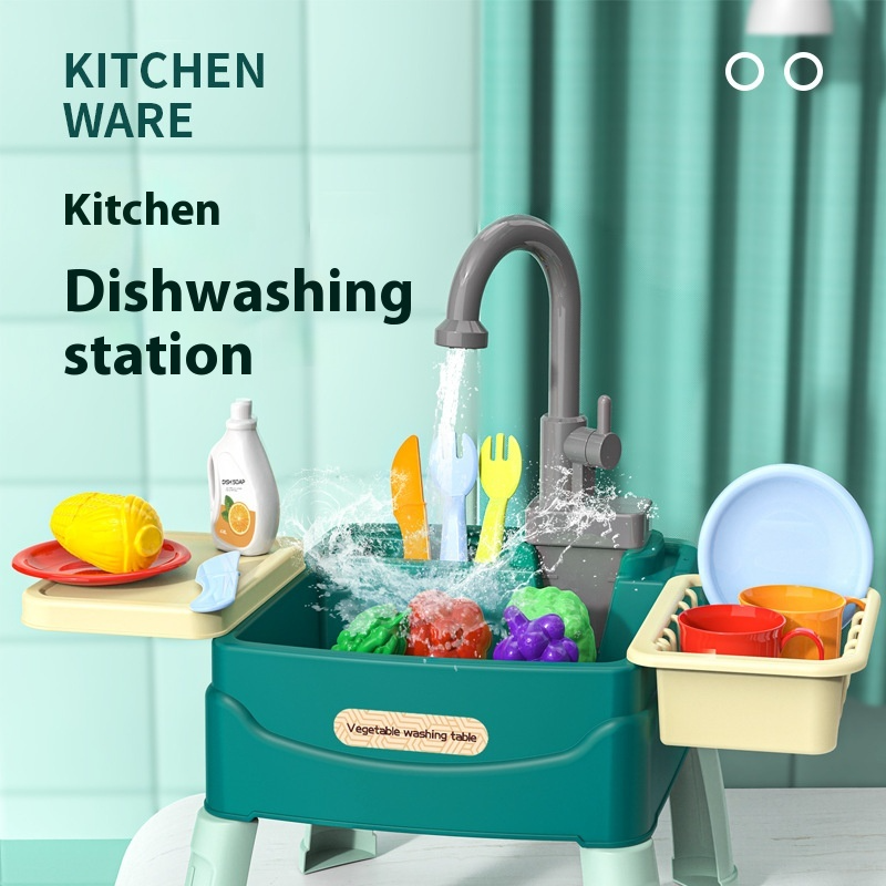 Children's Dishwasher Automatic Water Outlet Washing Basin Play House Kitchen Toys