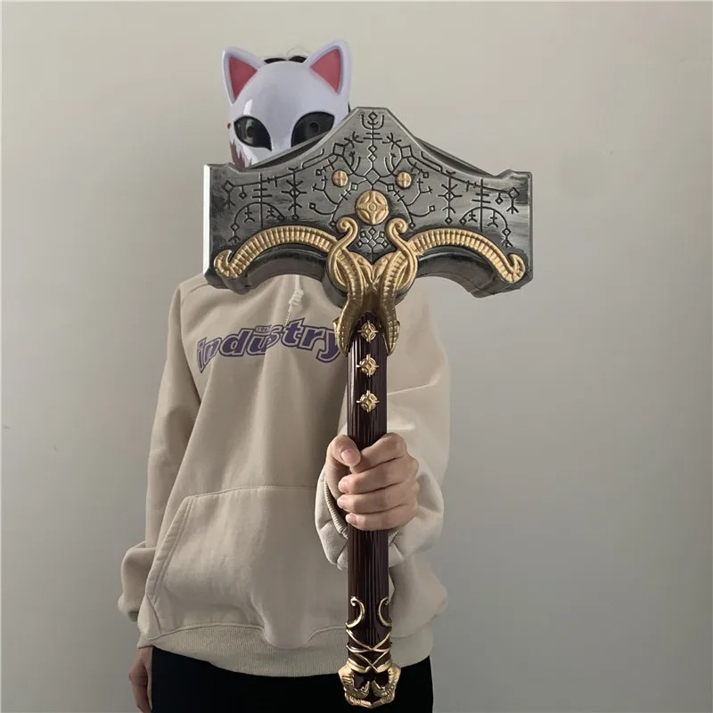 God of War 4 Cosplay Thor's Hammer  Thunder Stormbreaker Flame Tomahawk Axe Prop Weapon