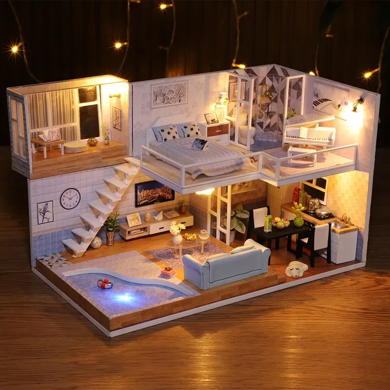 3d Puzzle Wooden House Handmade Model Cottage