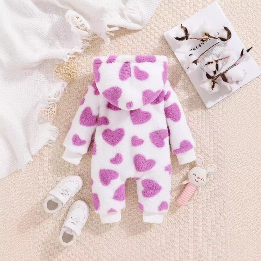 Toddler And Baby Long Sleeve Long Leg Jumpsuit Cute Hooded Outer Wear Romper