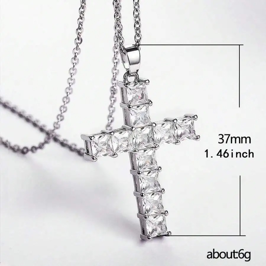 New Fashion Necklaces for Women Gold Multi-Color Crystal Jesus Cross Pendant Necklace