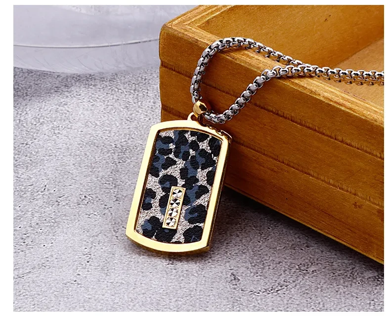 Titanium Steel Long Military Pendant Mesh Stainless Steel Diamond Pendant Necklace Accessories