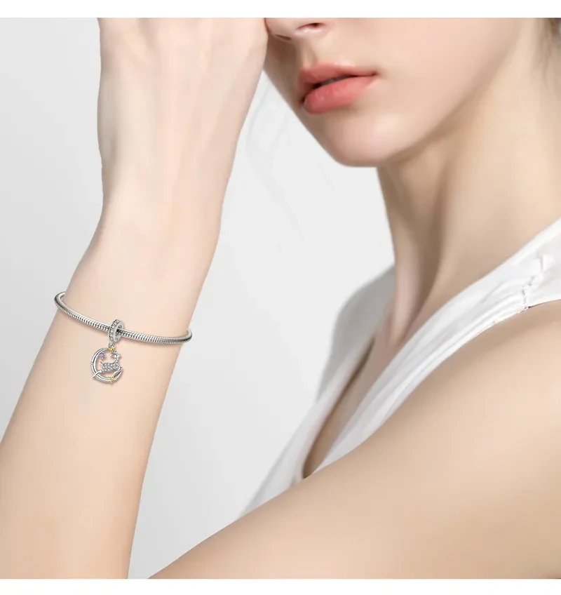 Moonlight Elk Pendant Christmas Series 925 Silver Pendant Necklace Bracelet Diy Accessories