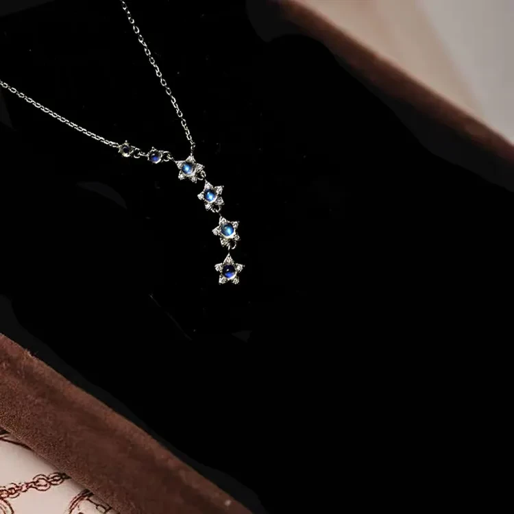 Natural Blue Moonstone Star Meteor Pendant Natural Blue Moonstone Star Meteor Pendant